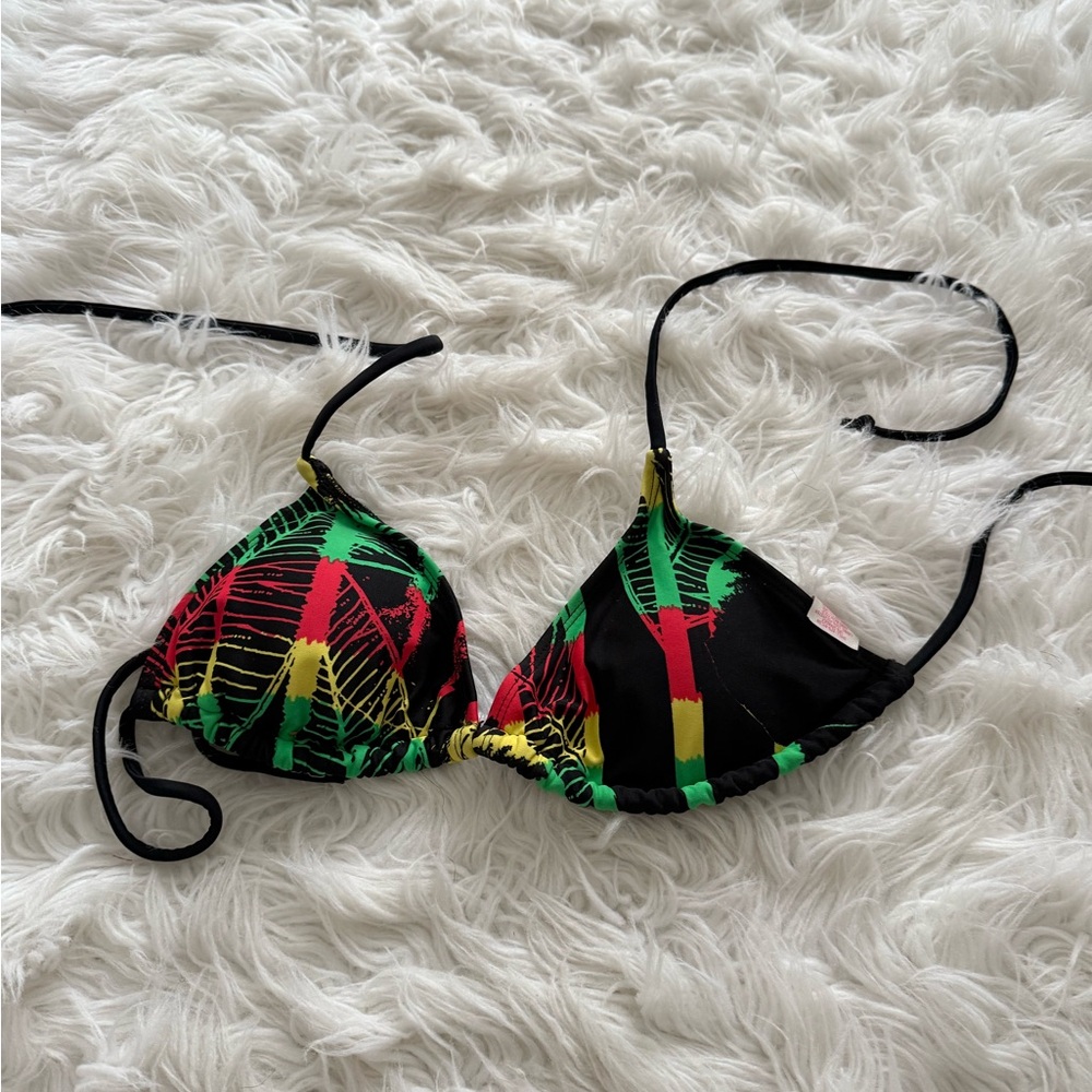 Xhilaration Black and Multicolor Bikini Top